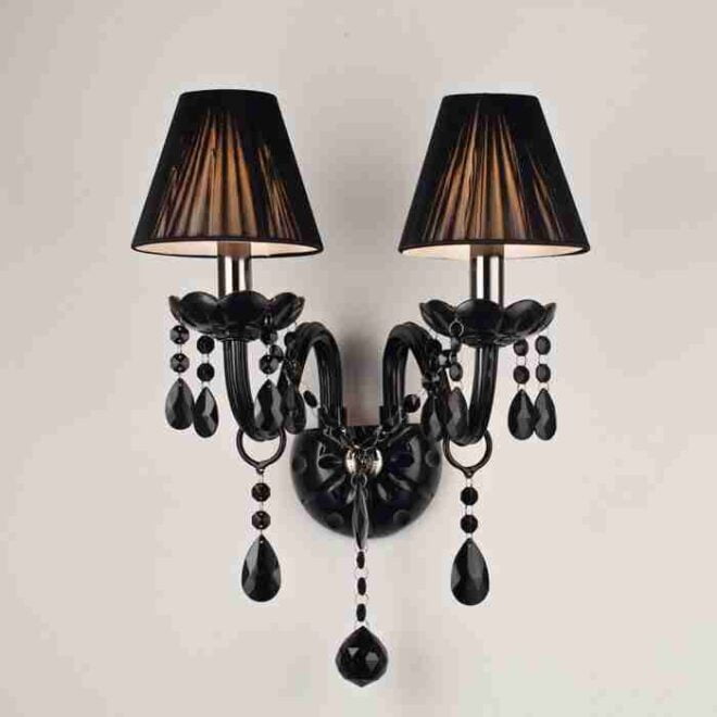 Crystal Black Wall Sconce Light Size: two arm with shade