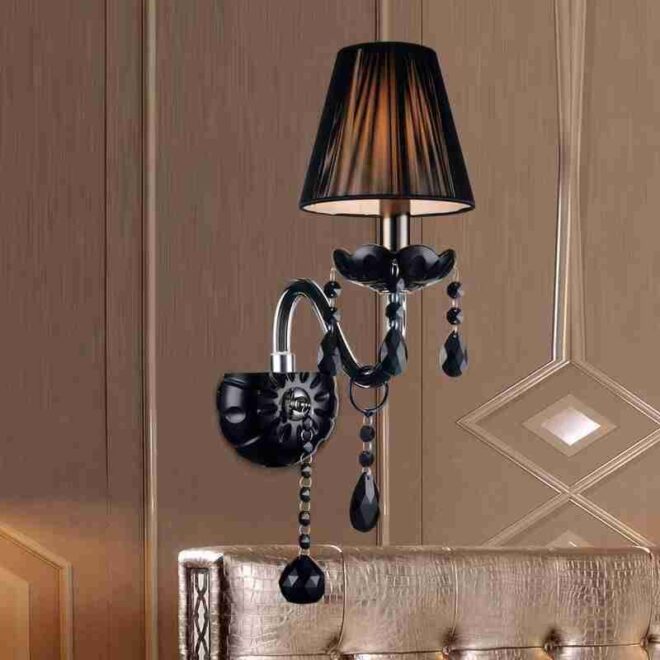 Crystal Black Wall Sconce Light Size: one arm with shade