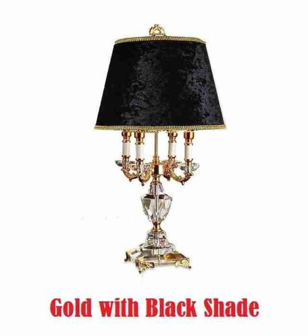 Luxury Crystal k9 Table Lamp TABLE LAMPS Color: Gold Black shade