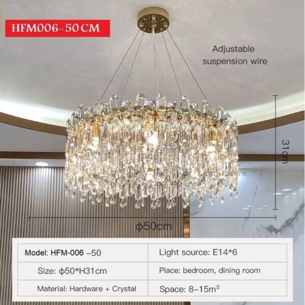 Crystal Chandeliers Modern Chandeliers Size: Circle 50 cm Voltage: 110-127v Emitting Color: Warm White