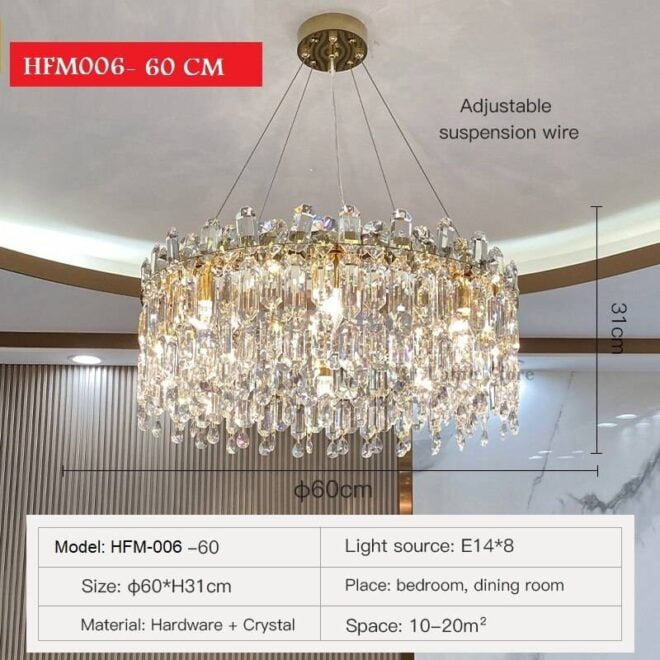 Crystal Chandeliers Modern Chandeliers Size: Circle 60 cm Voltage: 110-127v Emitting Color: Warm White