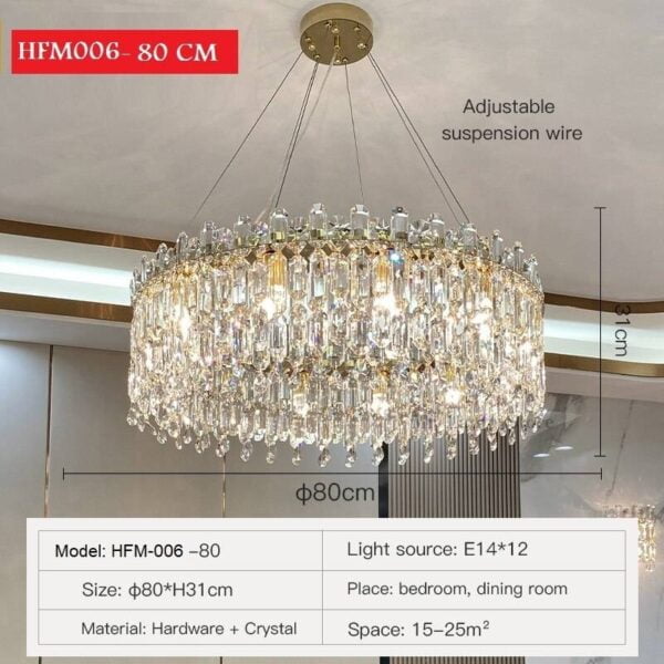 Crystal Chandeliers Modern Chandeliers Size: Circle 80 cm Voltage: 110-127v Emitting Color: Warm White