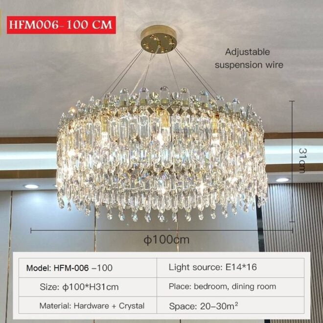 Crystal Chandeliers Modern Chandeliers Size: Circle 100 cm Voltage: 110-127v Emitting Color: Warm White