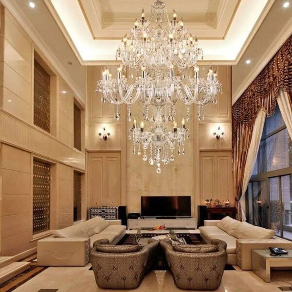 K9 Crystal Chandelier Pendant Light Hotel Lobby Villa Foyer Stairs 1/2/3/4 Layer