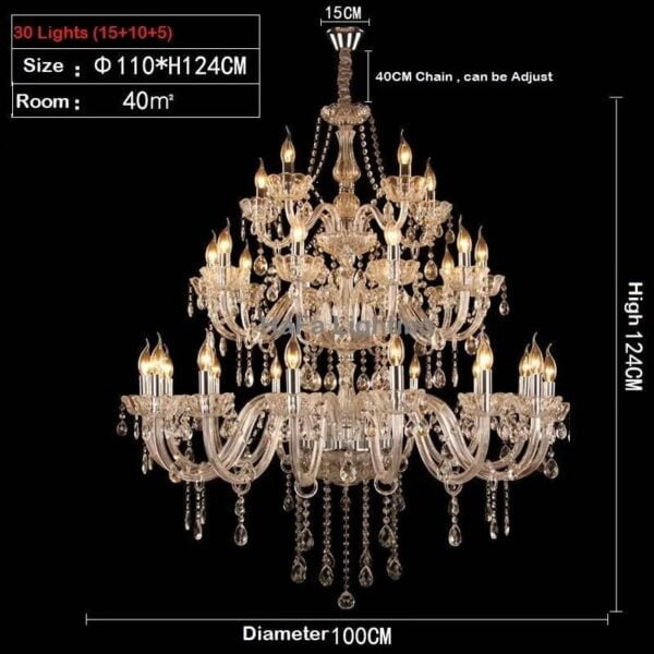 K9 Crystal Chandelier Pendant Light Hotel Lobby Villa Foyer Stairs 1/2/3/4 Layer Size: 30 Lights Chandelier Color: Chrome Metal