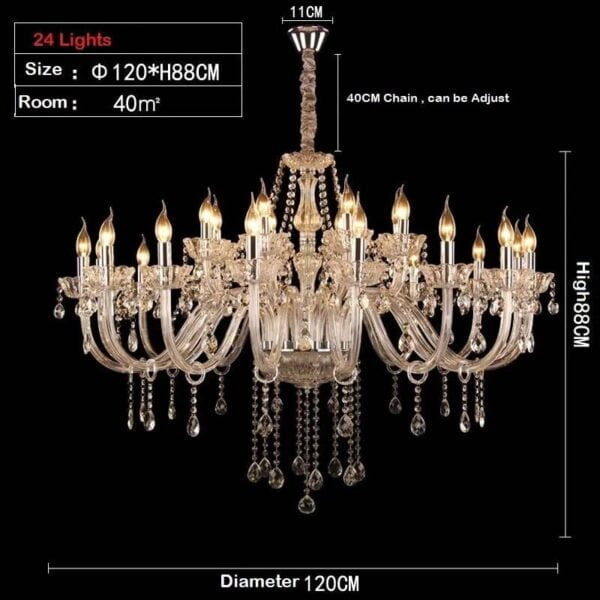 K9 Crystal Chandelier Pendant Light Hotel Lobby Villa Foyer Stairs 1/2/3/4 Layer Size: 24 Lights Chandelier Color: Chrome Metal