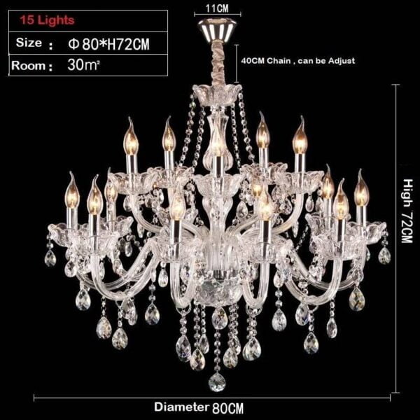 K9 Crystal Chandelier Pendant Light Hotel Lobby Villa Foyer Stairs 1/2/3/4 Layer Size: 15 Lights Chandelier Color: Chrome Metal