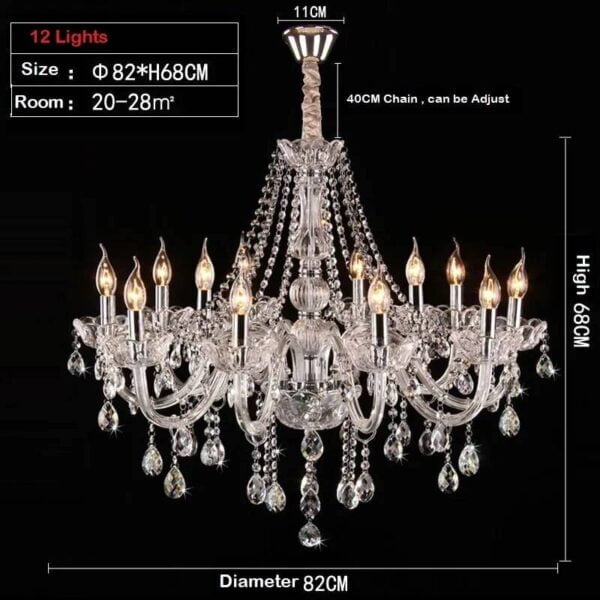 K9 Crystal Chandelier Pendant Light Hotel Lobby Villa Foyer Stairs 1/2/3/4 Layer Size: 12 Lights Chandelier Color: Chrome Metal