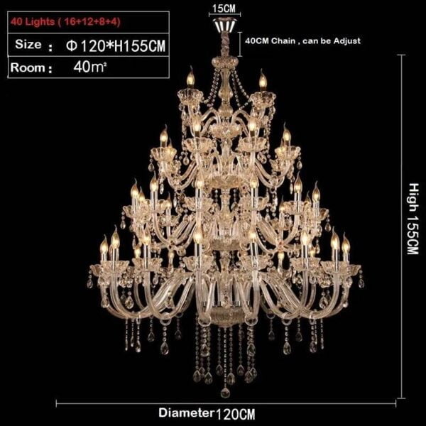 K9 Crystal Chandelier Pendant Light Hotel Lobby Villa Foyer Stairs 1/2/3/4 Layer Size: 40 Lights Chandelier Color: Chrome Metal