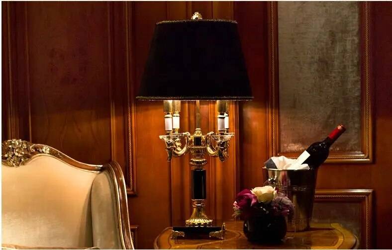 Luxury black crystal table lamp