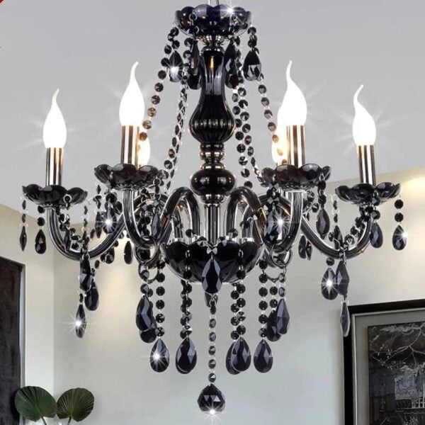 Black Crystal Chandelier Lighting For Living Room