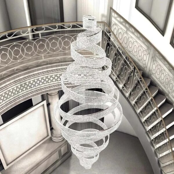 Staircase Crystal LED Chandelier Modern Ring