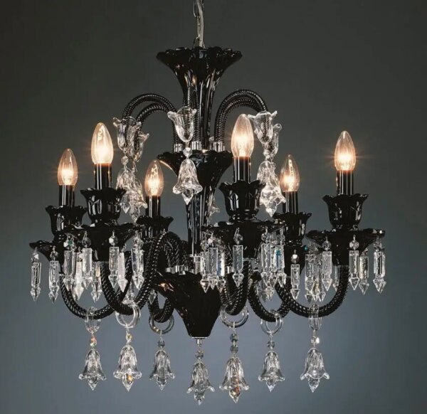 Black Crystal Chandelier Lighting Fixture