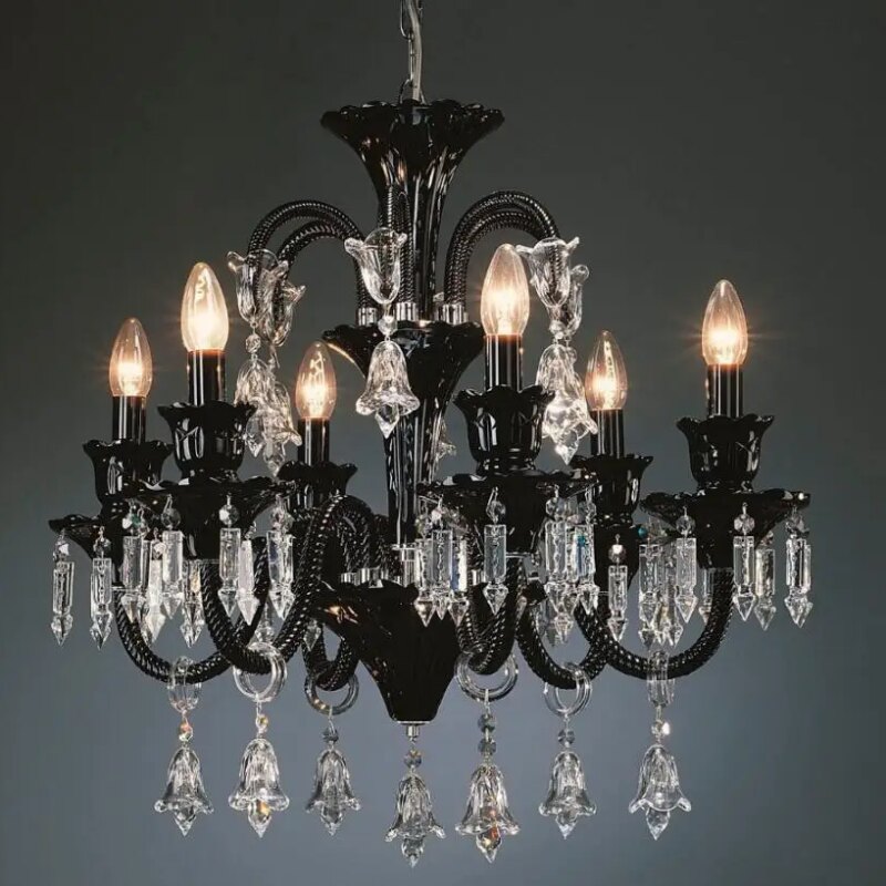 Black Crystal Chandelier Lighting Fixture