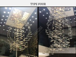 Handmade glass fish-shaped chandelier art glass lighting hotel engineering chandelier