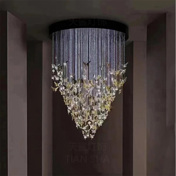 Customized butterfly fiber optic chandelier