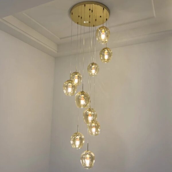 Spiral Staircase Long Chandelier Lighting