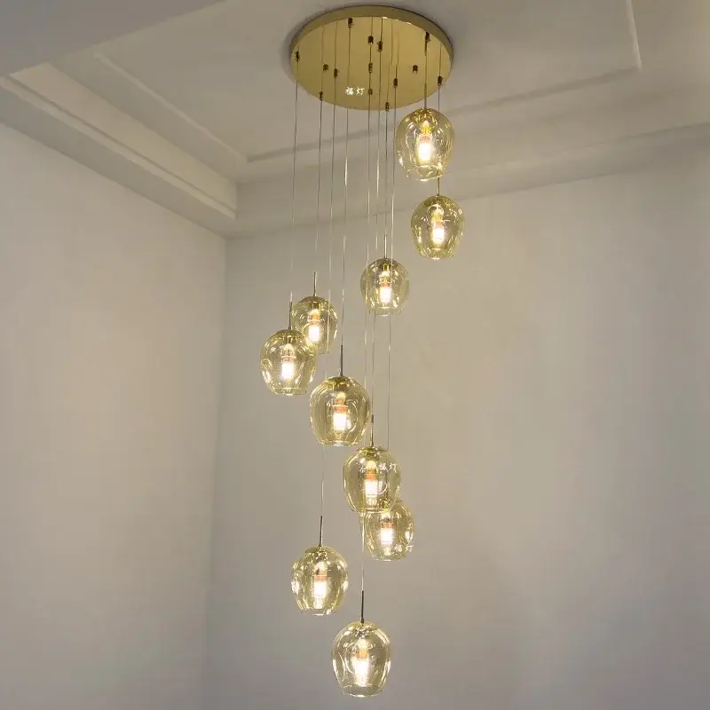 Spiral Staircase Long Chandelier Lighting