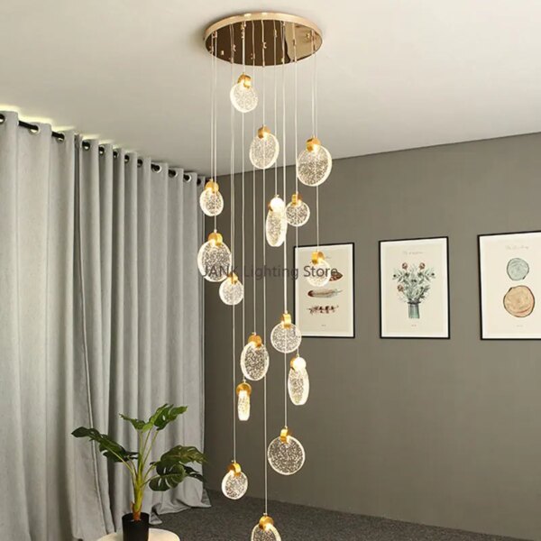 LED Staircase Long Hanging Lamps Modern Luxury Ceiling Pendant Light