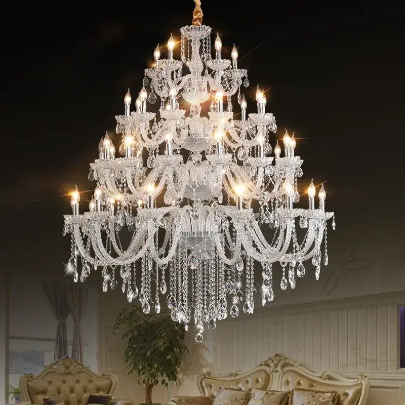 Extra Large Crystal Chandelier Lighting Top Grade K9 Crystals Hotel Large Lights For Villa Foyer 110v-220v  Luxury 3/4  Layers