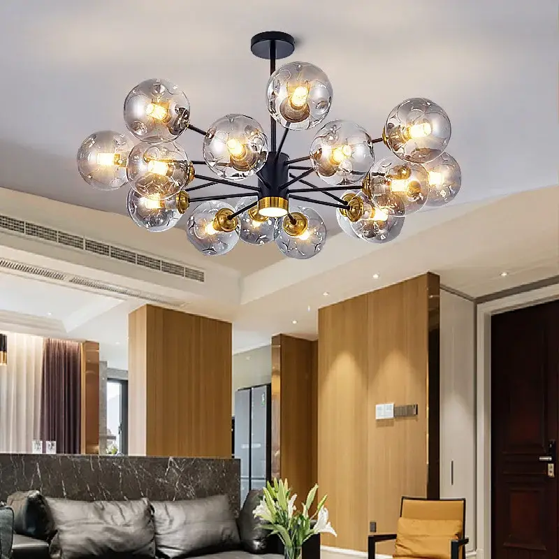 Modern Glass Ball Chandelier for Kitchen Living Room Bedroom