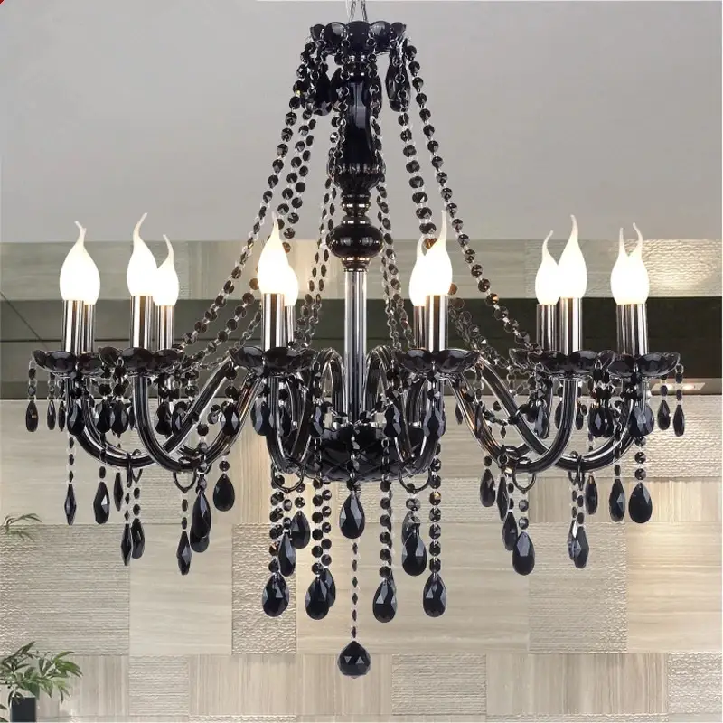 Black Crystal Chandelier Lighting For Living Room