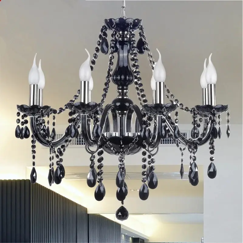 Black Crystal Chandelier Lighting For Living Room