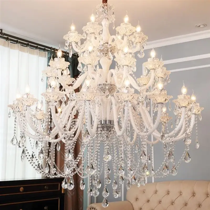 White Arm Chandelier Lighting Modern Crystal