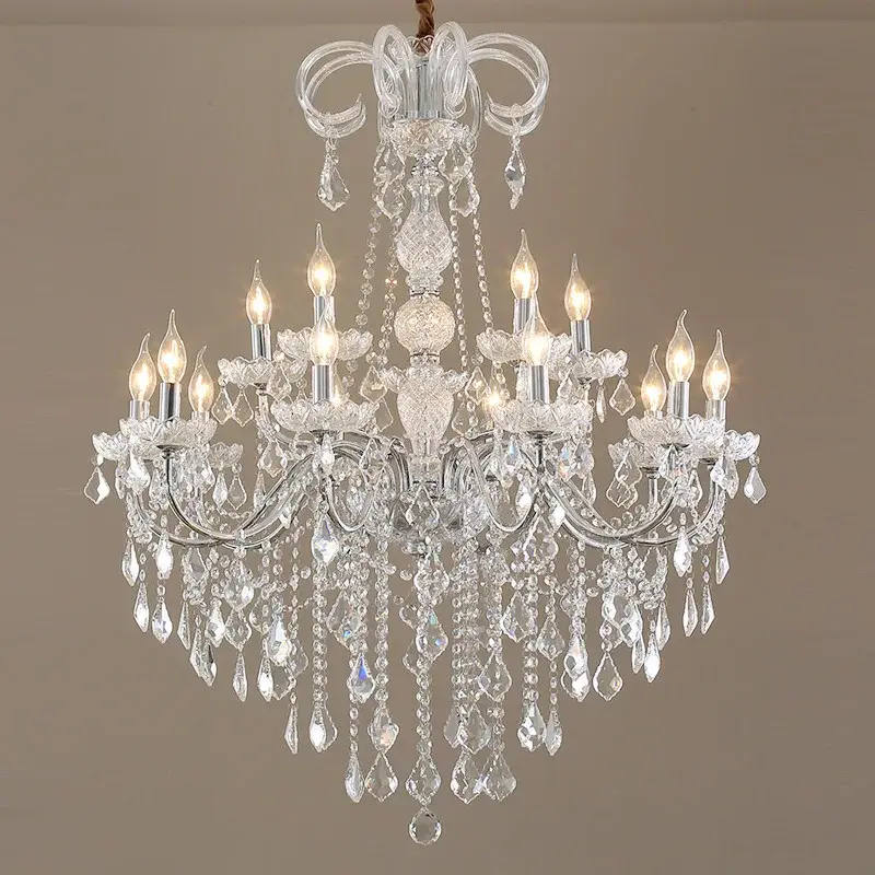 Wrought Iron Crystal Chandelier