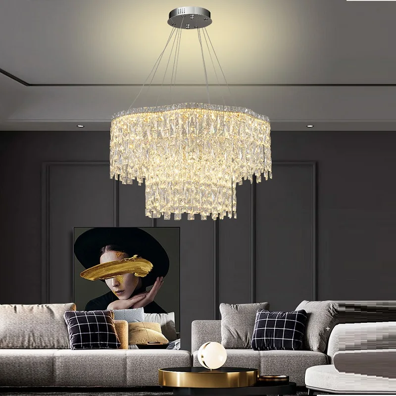 Wave Crystal LED Chandelier stainless steel