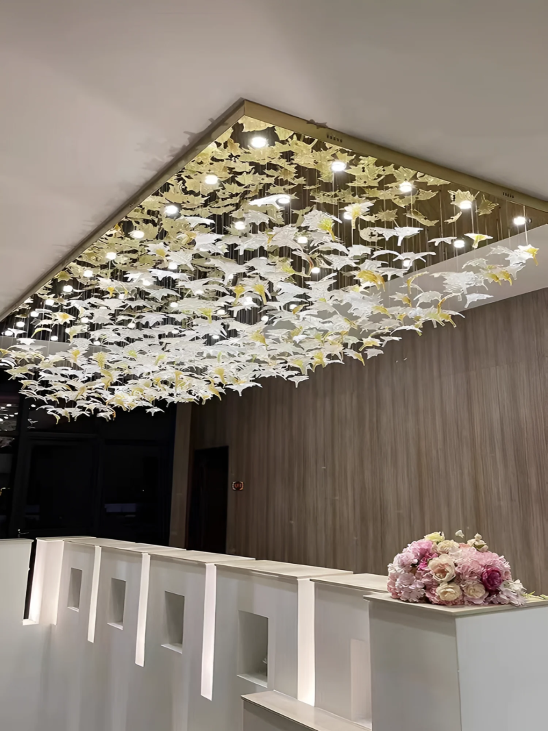 Custom Maple Leaf Chandelier Modern  Glass Engineering Lightings