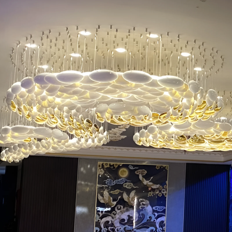 Large Project Glass Pendant Light Villa Staircase Duplex Chandelier