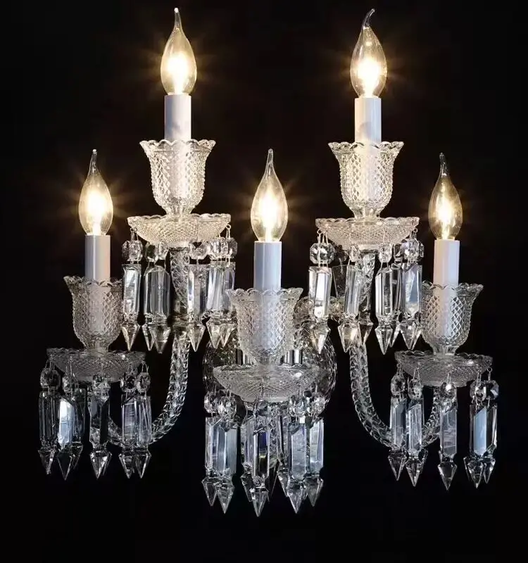 French Candle K9 Crystal Wall Lamp