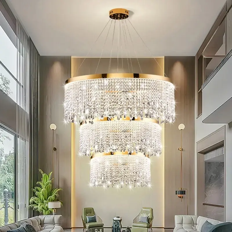 Crystal Hanging Chandelier Living Room Luxury